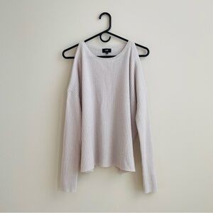 LINE Ribbed 100% Cashmere Cold Shoulder Sweater | XS/TP | Light Beige